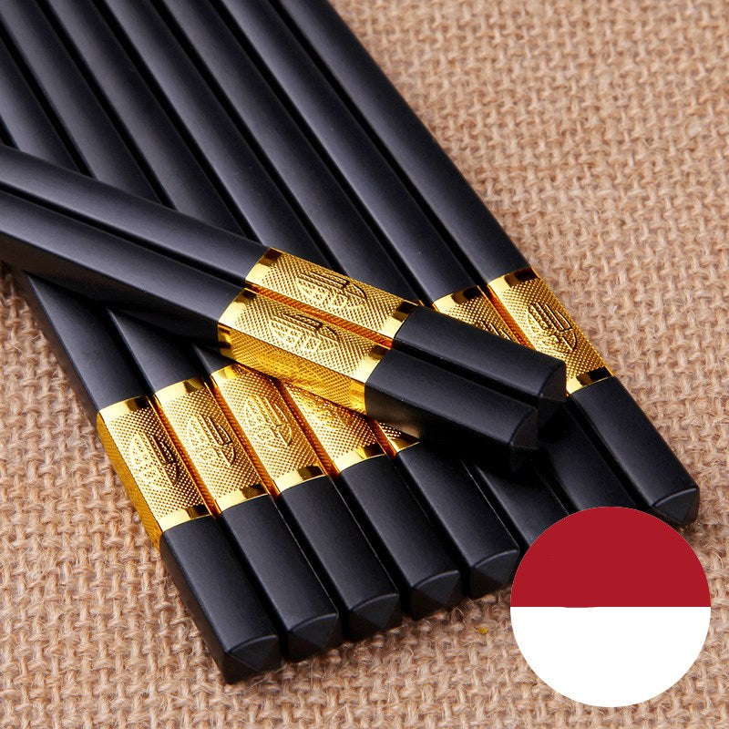 10 pairs of solid wood household alloy chopsticks