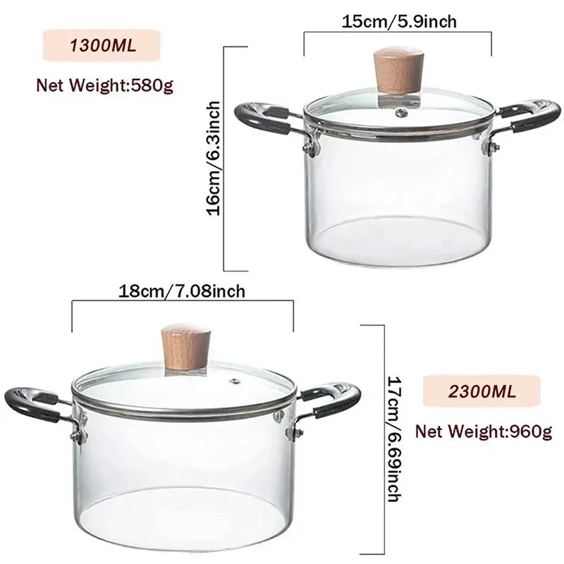 Transparent Glass Soup Cooking Pot
