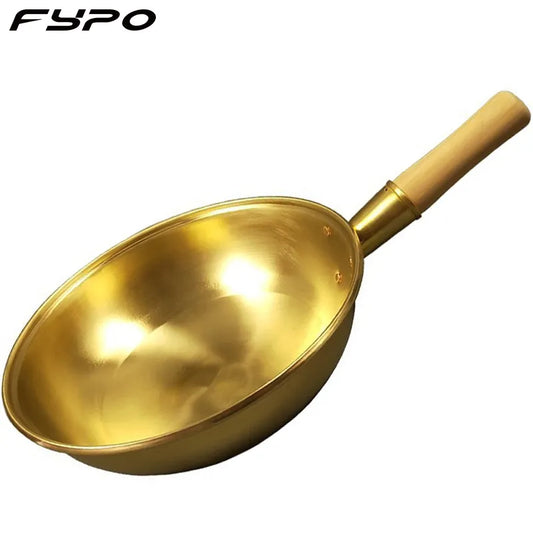 Fypo 100% Pure Copper Wok Frying Pan Cookware Cooking