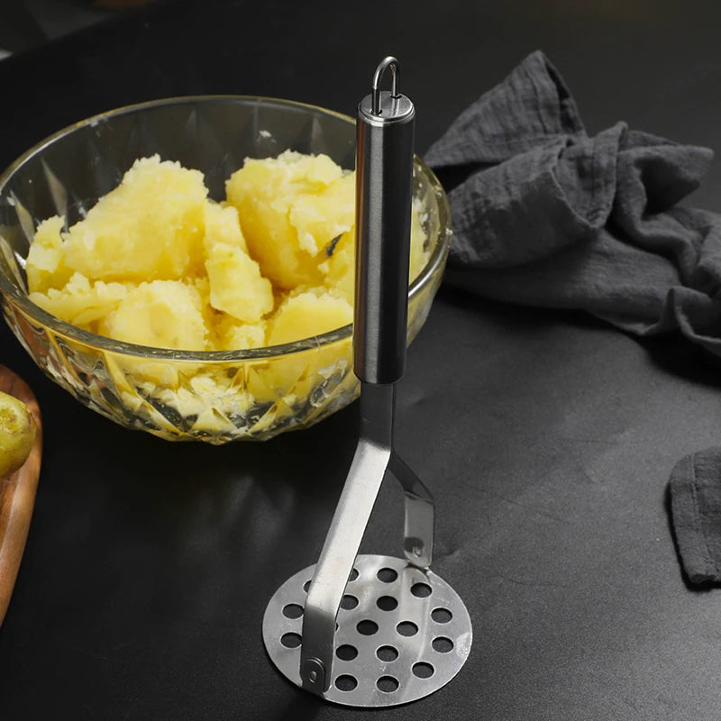 Stainless Steel Potato Masher Manual Fruit Vegetable Pressure Mud Machine Kitchen Children Food Crusher Complementary Gadget