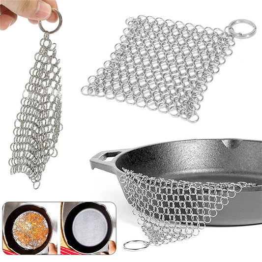 1Pc Silver Stainless Steel Cast Iron Cleaner